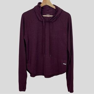 Athletic Works Dri-More Long Sleeve Hooded Top Burgundy XS.